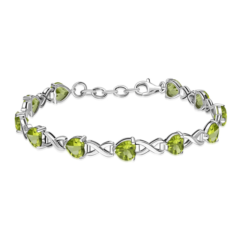 Sterling Silver Peridot Heart Multi-Stone Bracelet