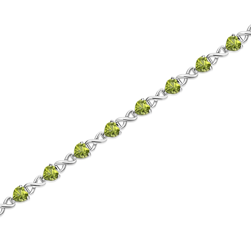 Sterling Silver Peridot Heart Multi-Stone Bracelet