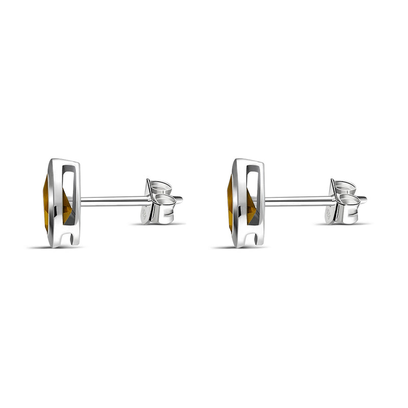 Sterling Silver Citrine Teardrop Framed Stud Earrings