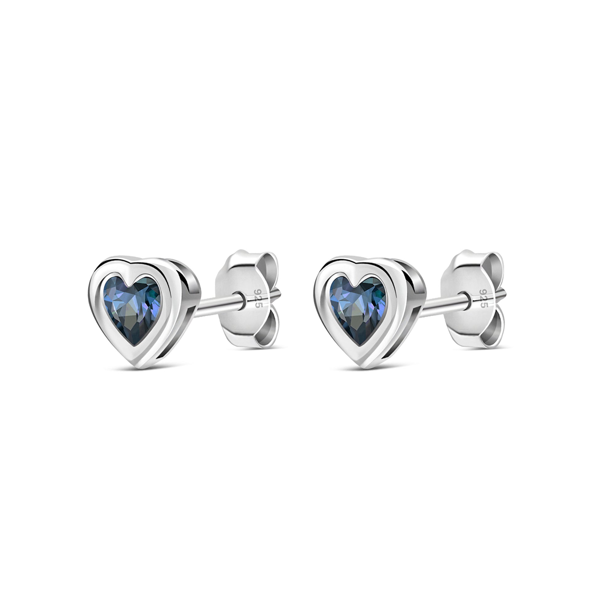 Sterling Silver London Blue Topaz Heart Framed Stud Earrings