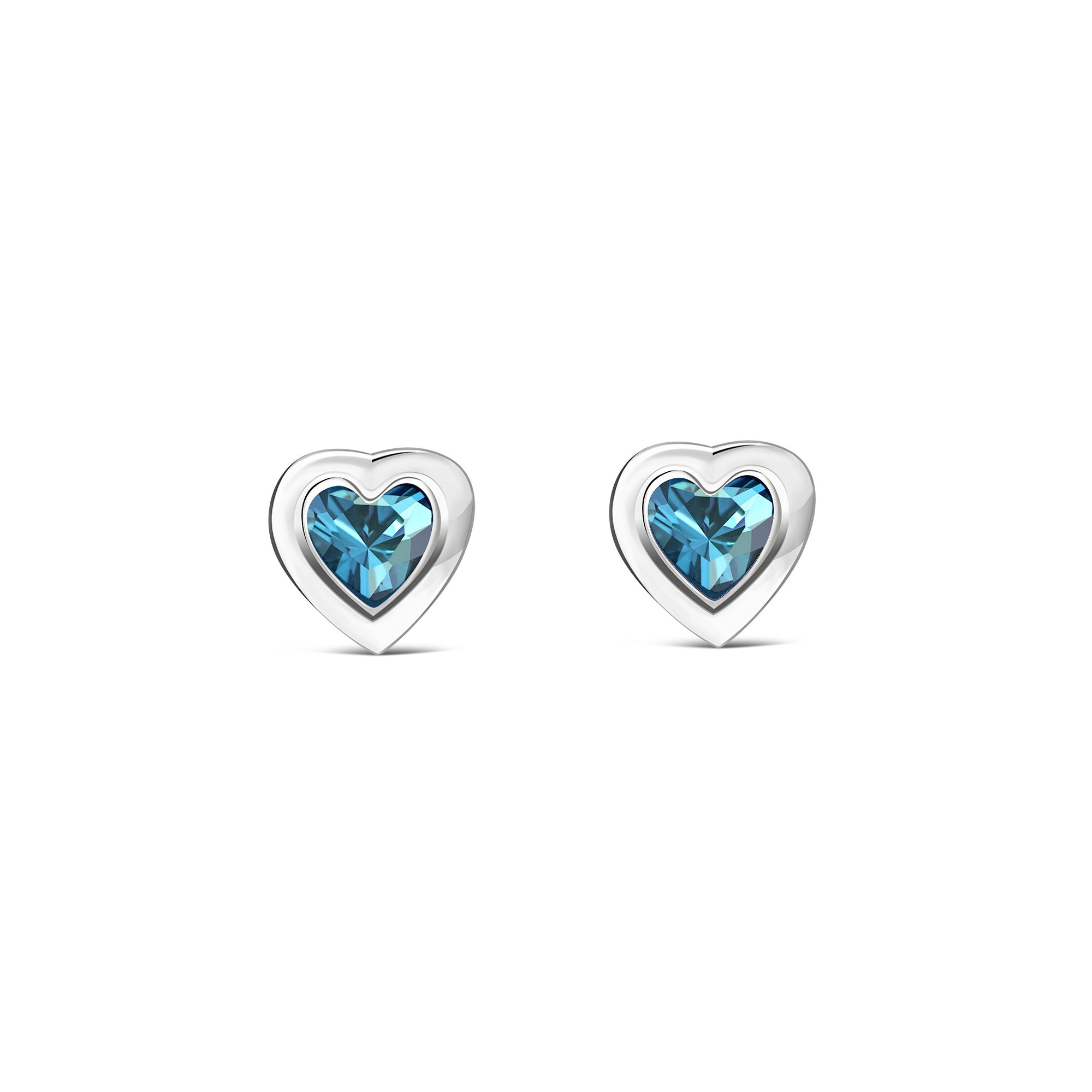 Sterling Silver Swiss Blue Topaz Heart Framed Stud Earrings