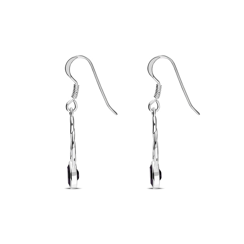 Sterling Silver Amethyst Celtic Oval Drop Earrings