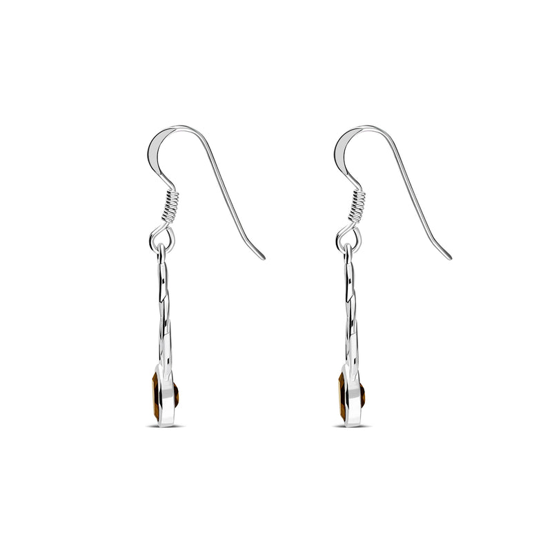 Sterling Silver Citrine Celtic Oval Drop Earrings