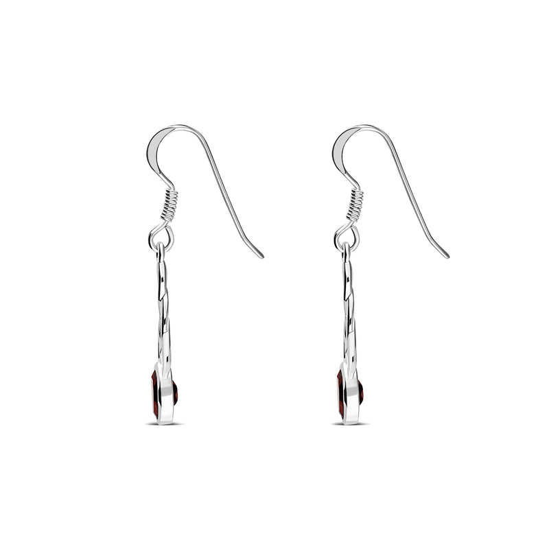 Sterling Silver Garnet Celtic Oval Drop Earrings