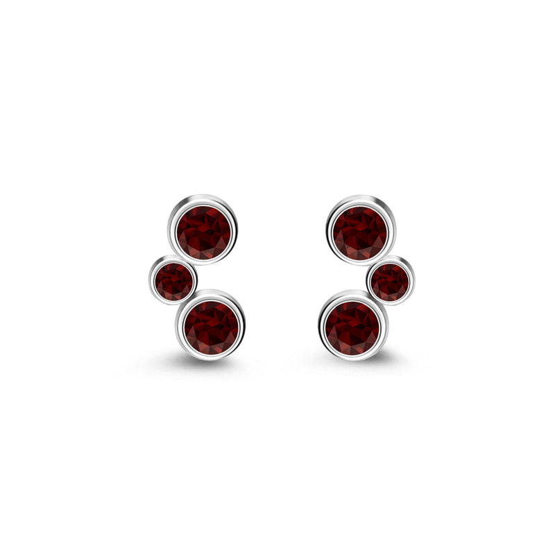 Sterling Silver Garnet Bubble Stud Earrings