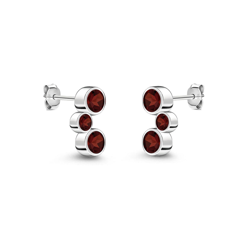 Sterling Silver Garnet Bubble Stud Earrings