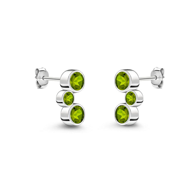 Sterling Silver Peridot Bubble Stud Earrings