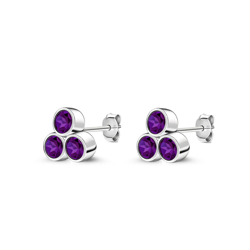 Sterling Silver Amethyst Bubble Cluster Stud Earrings