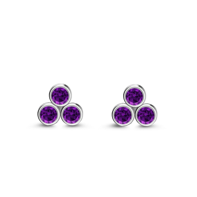Sterling Silver Amethyst Bubble Cluster Stud Earrings
