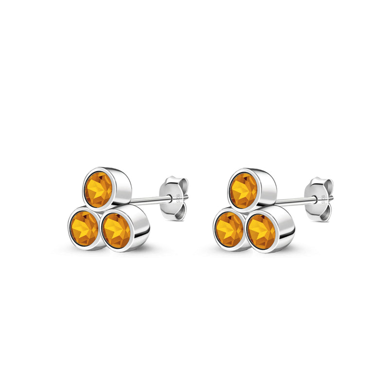 Sterling Silver Citrine Bubble Cluster Stud Earrings