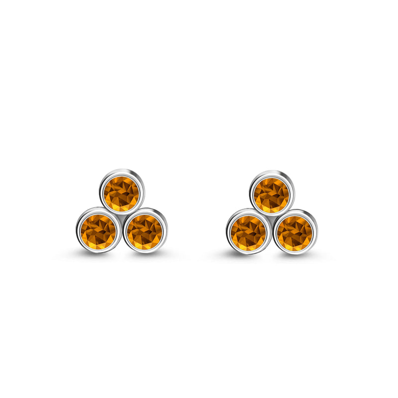 Sterling Silver Citrine Bubble Cluster Stud Earrings