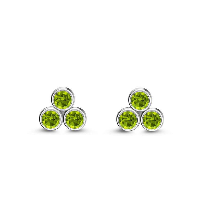 Sterling Silver Peridot Bubble Cluster Stud Earrings