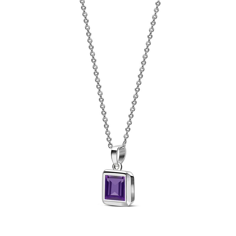 Sterling Silver Amethyst Square Framed Pendant