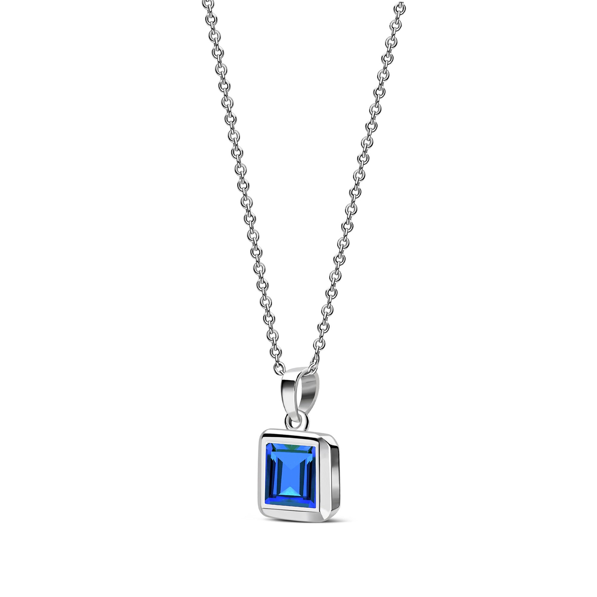 Sterling Silver London Blue Topaz Square Framed Pendant