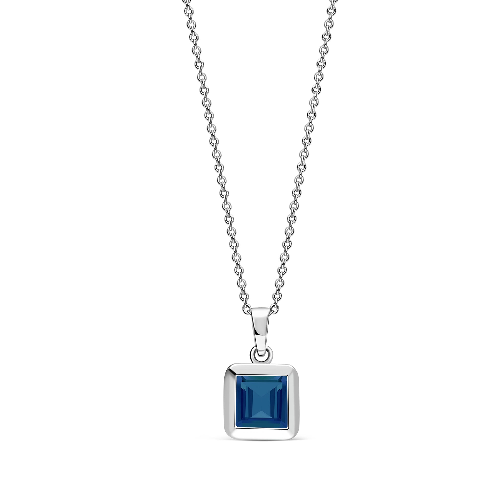 Sterling Silver London Blue Topaz Square Framed Pendant