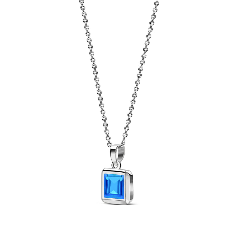 Sterling Silver Swiss Blue Topaz Square Framed Pendant