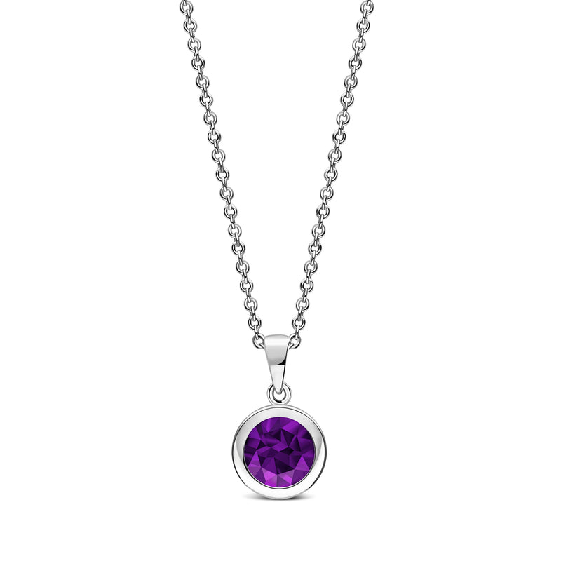 Sterling Silver Amethyst 7mm Round Framed Pendant
