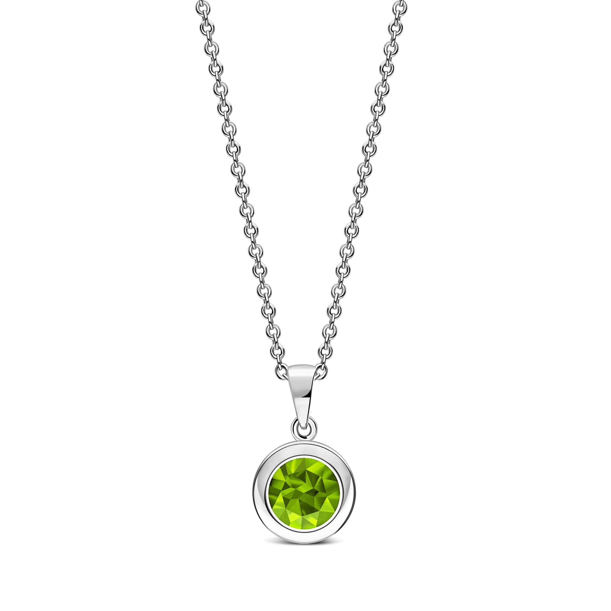 Sterling Silver Peridot 7mm Round Framed Pendant