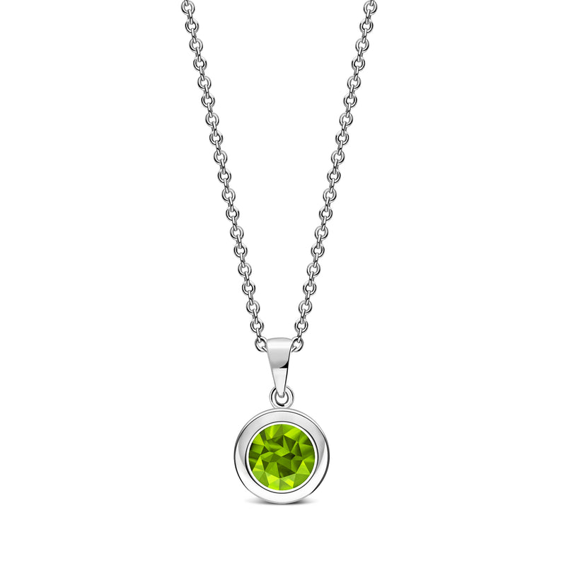 Sterling Silver Peridot 7mm Round Framed Pendant
