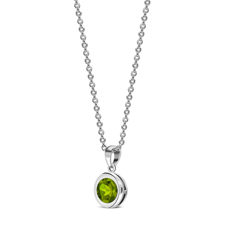 Sterling Silver Peridot 7mm Round Framed Pendant