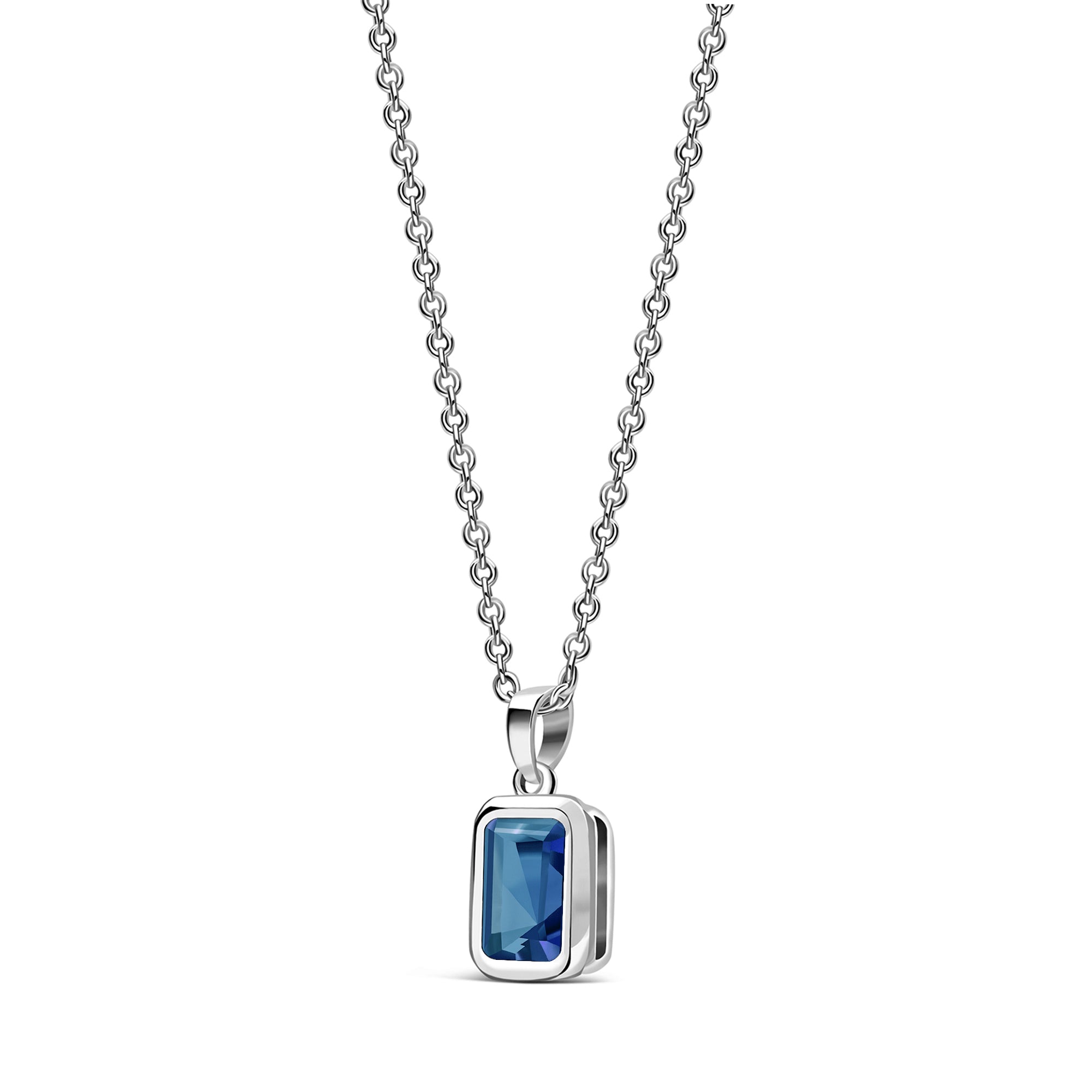 Sterling Silver London Blue Topaz Rectangular Framed Pendant