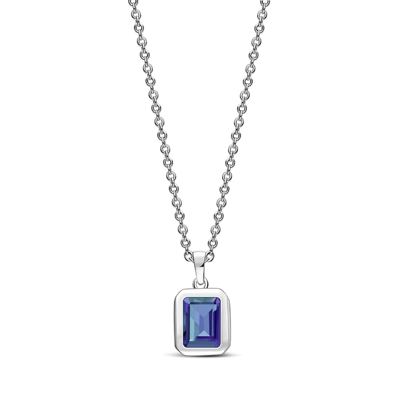 Sterling Silver London Blue Topaz Rectangular Framed Pendant