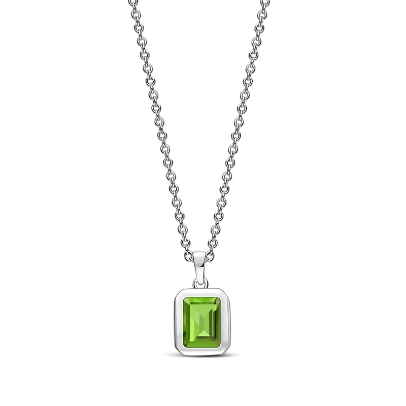 Sterling Silver Peridot Rectangular Framed Pendant