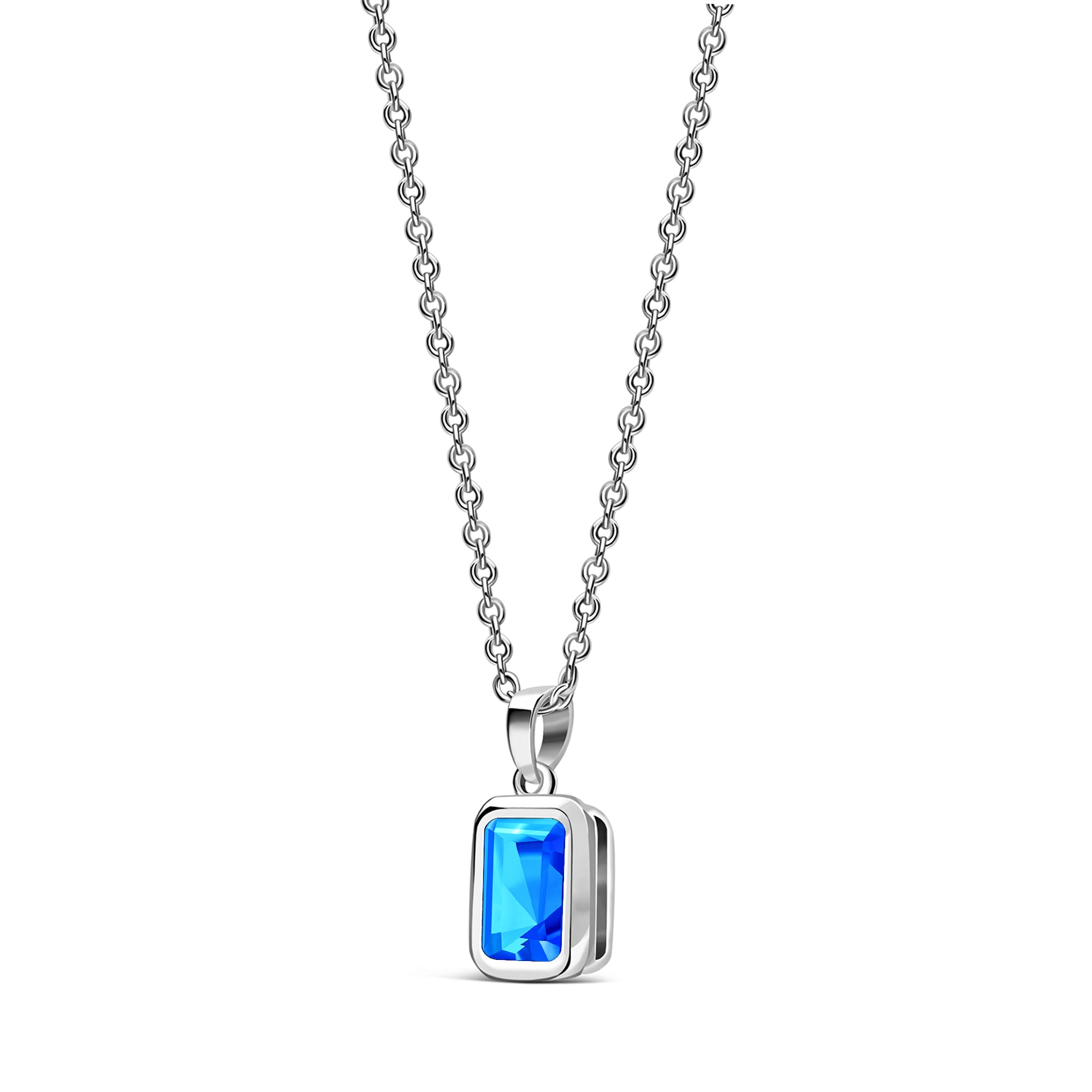 Sterling Silver Swiss Blue Topaz Rectangular Framed Pendant