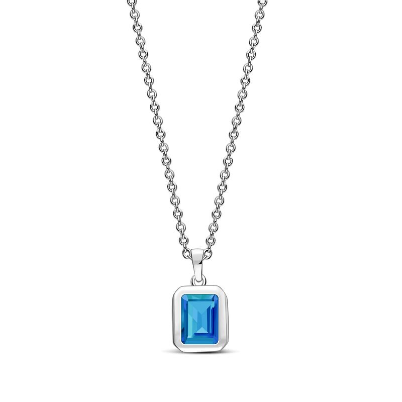 Sterling Silver Swiss Blue Topaz Rectangular Framed Pendant