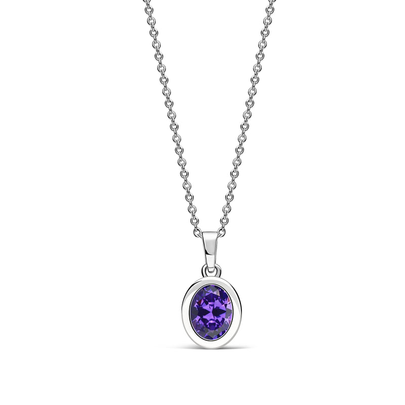 Sterling Silver Amethyst Oval Framed Pendant