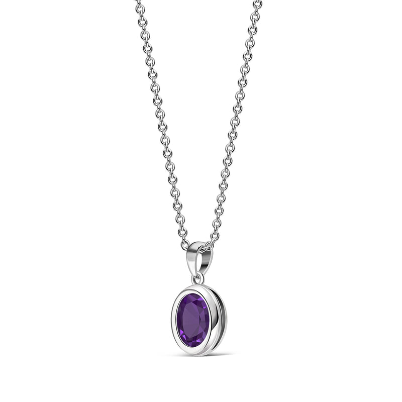 Sterling Silver Amethyst Oval Framed Pendant