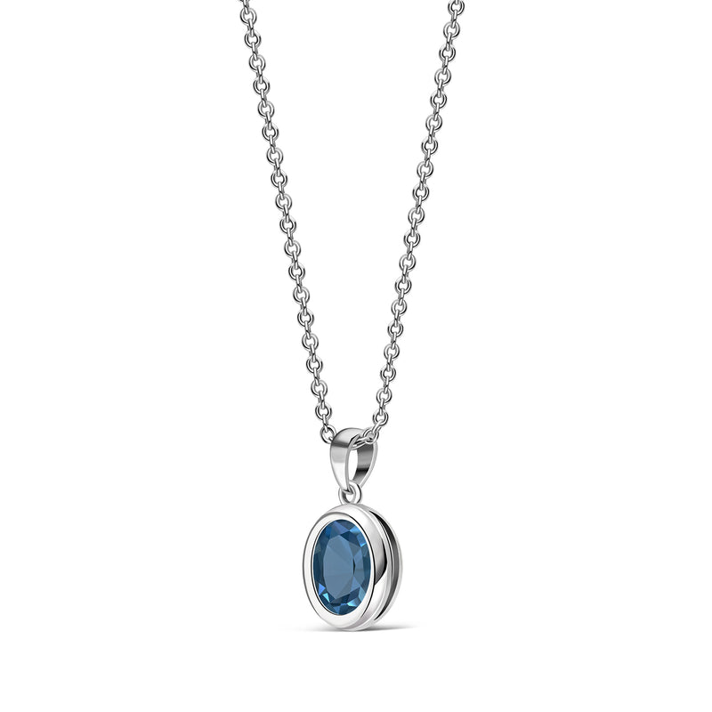 Sterling Silver London Blue Topaz Oval Framed Pendant