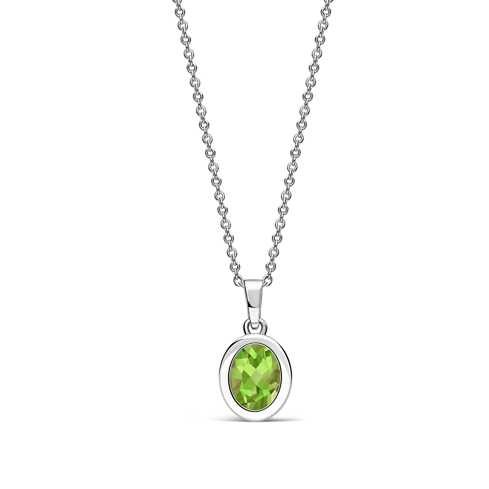 Sterling Silver Peridot Oval Framed Pendant