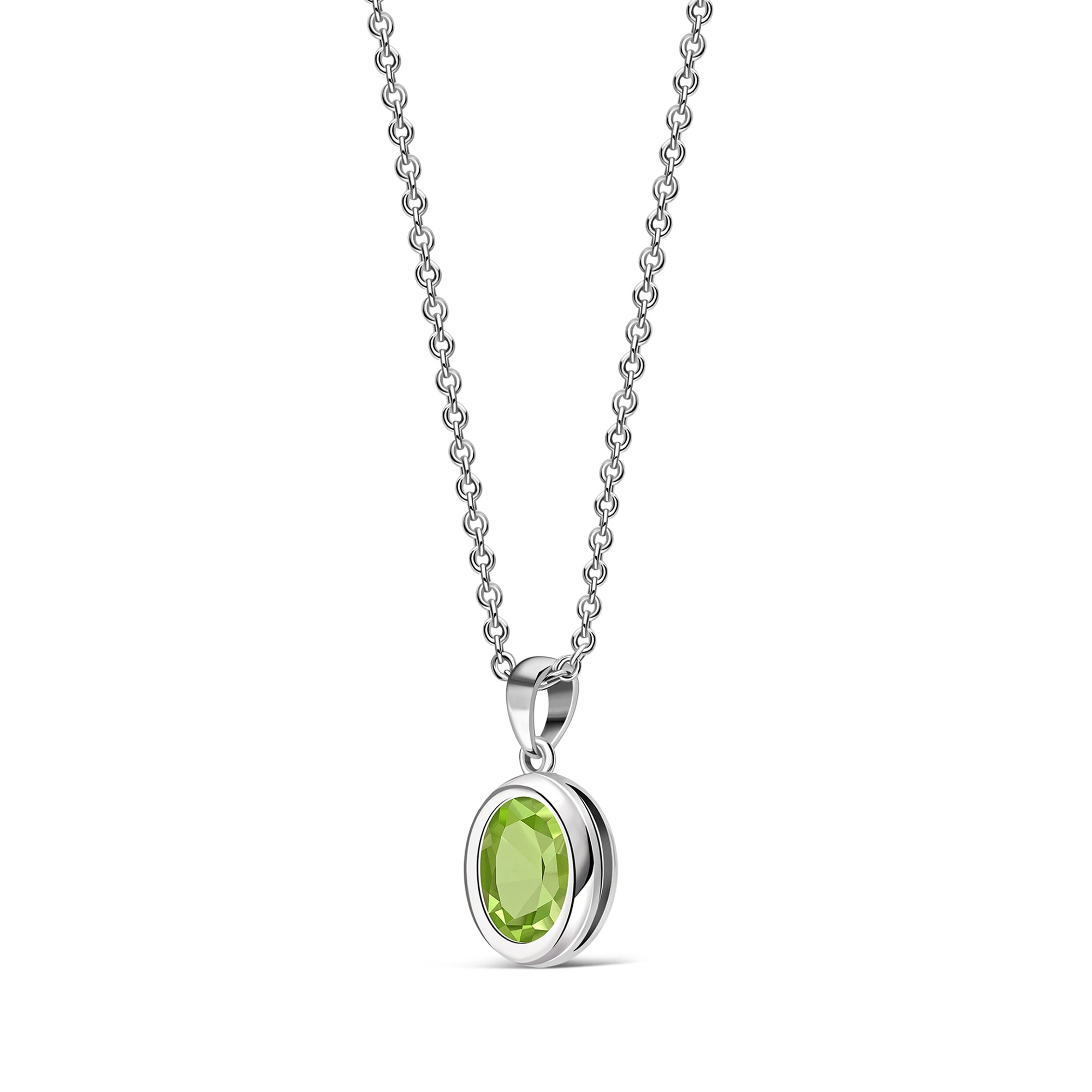 Sterling Silver Peridot Oval Framed Pendant