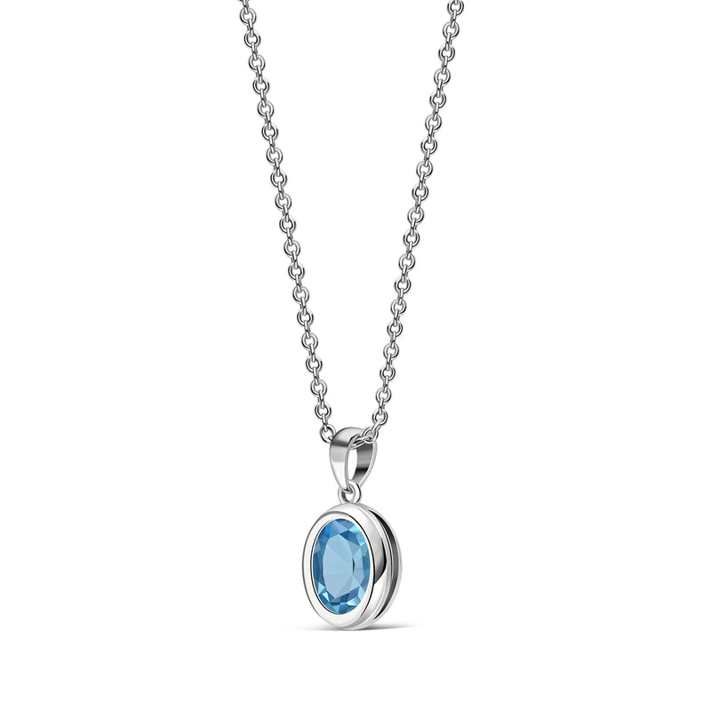 Sterling Silver Swiss Blue Topaz Oval Framed Pendant