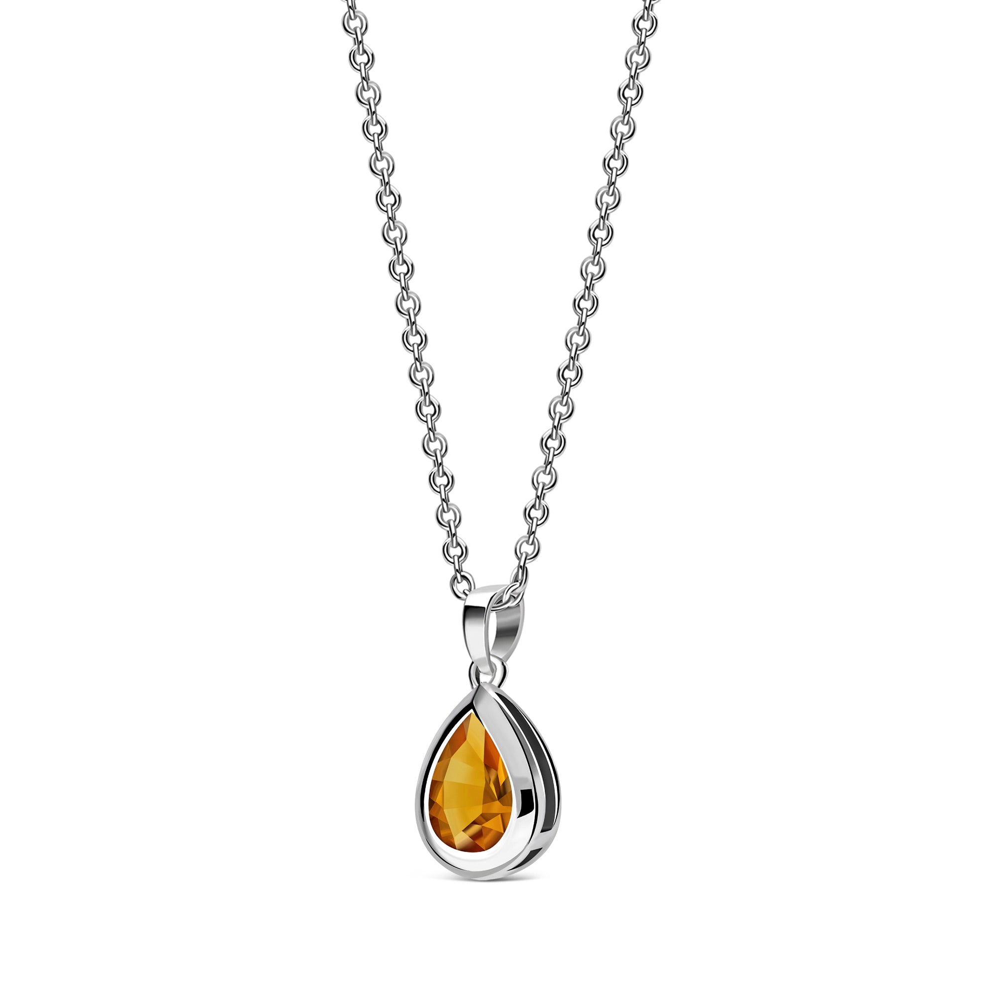 Sterling Silver Citrine Framed Teardrop Pendant