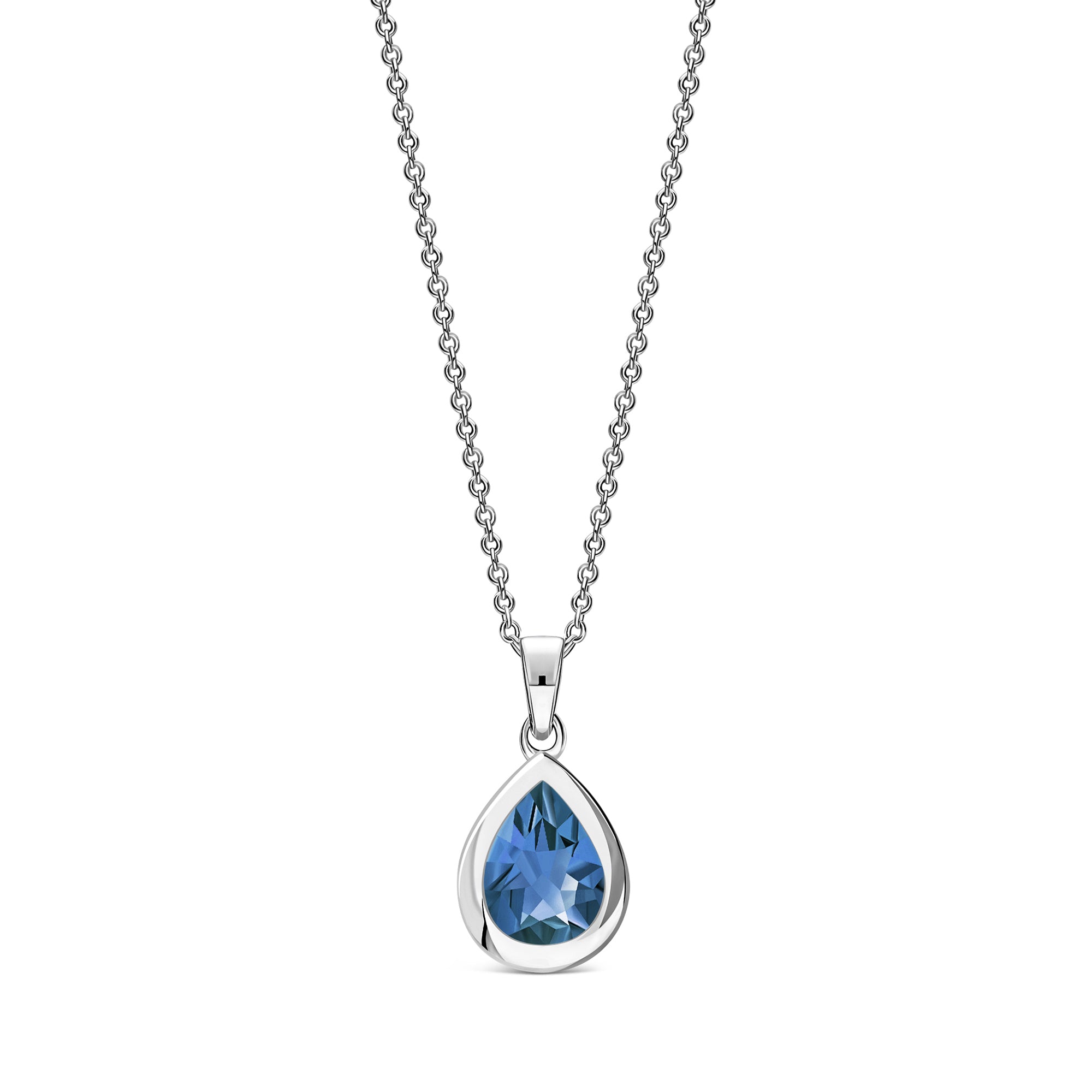 Sterling Silver London Blue Topaz Framed Teardrop Pendant