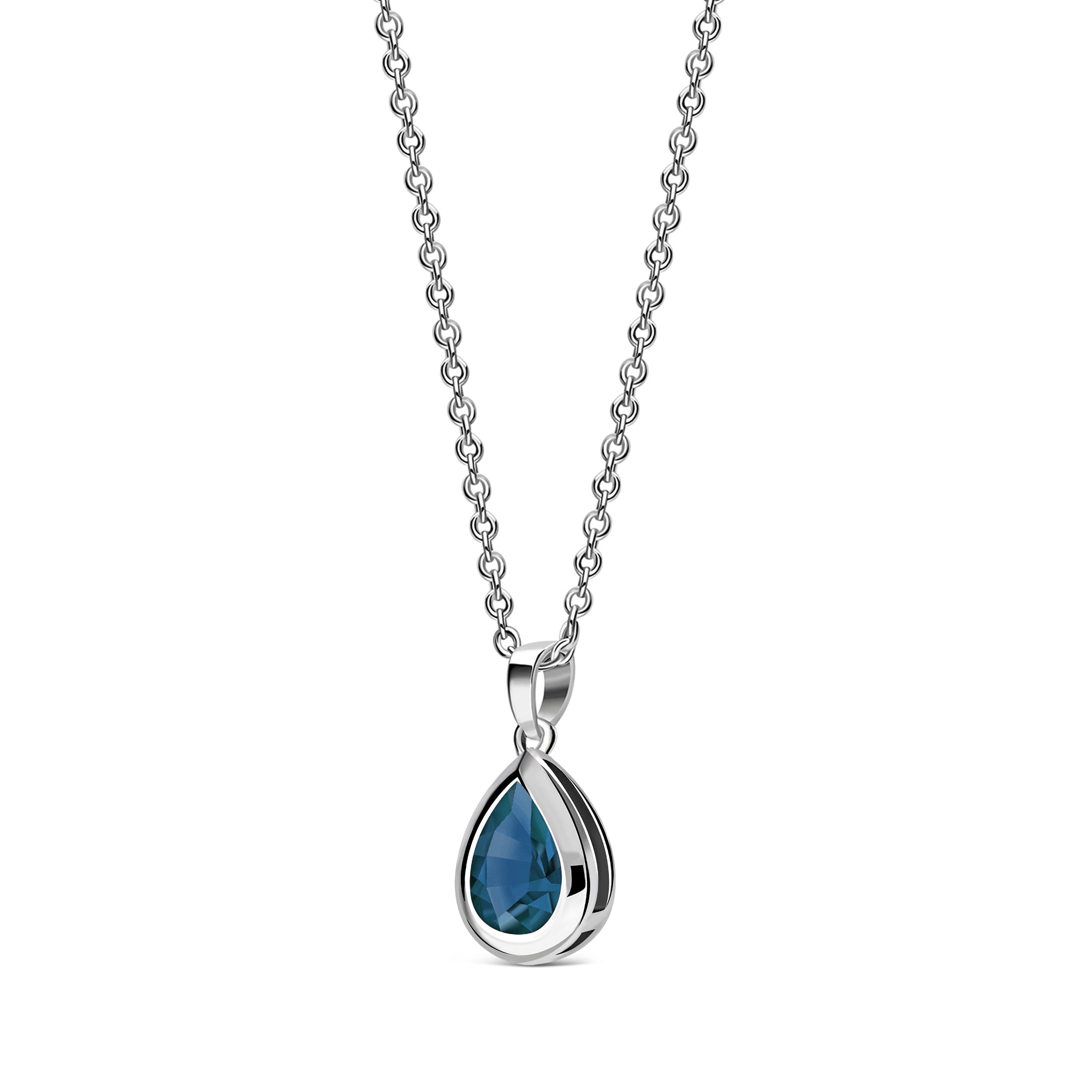 Sterling Silver London Blue Topaz Framed Teardrop Pendant