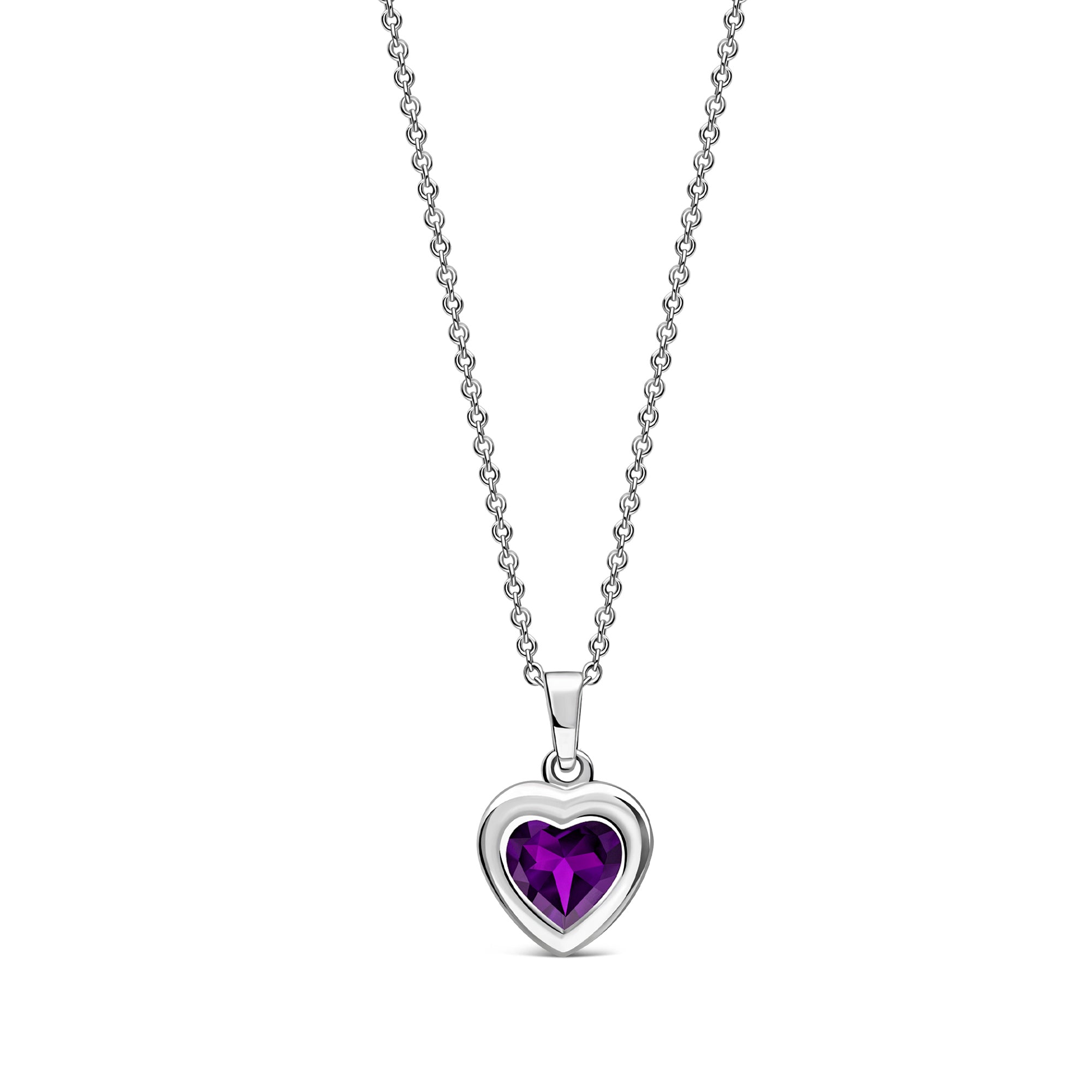 Sterling Silver Amethyst Framed Heart Pendant