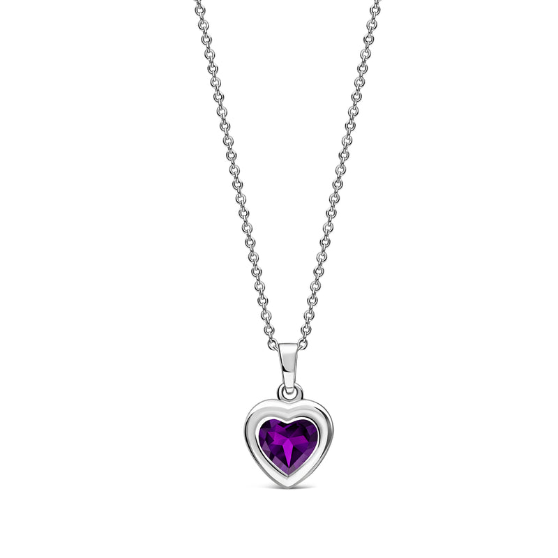 Sterling Silver Amethyst Framed Heart Pendant
