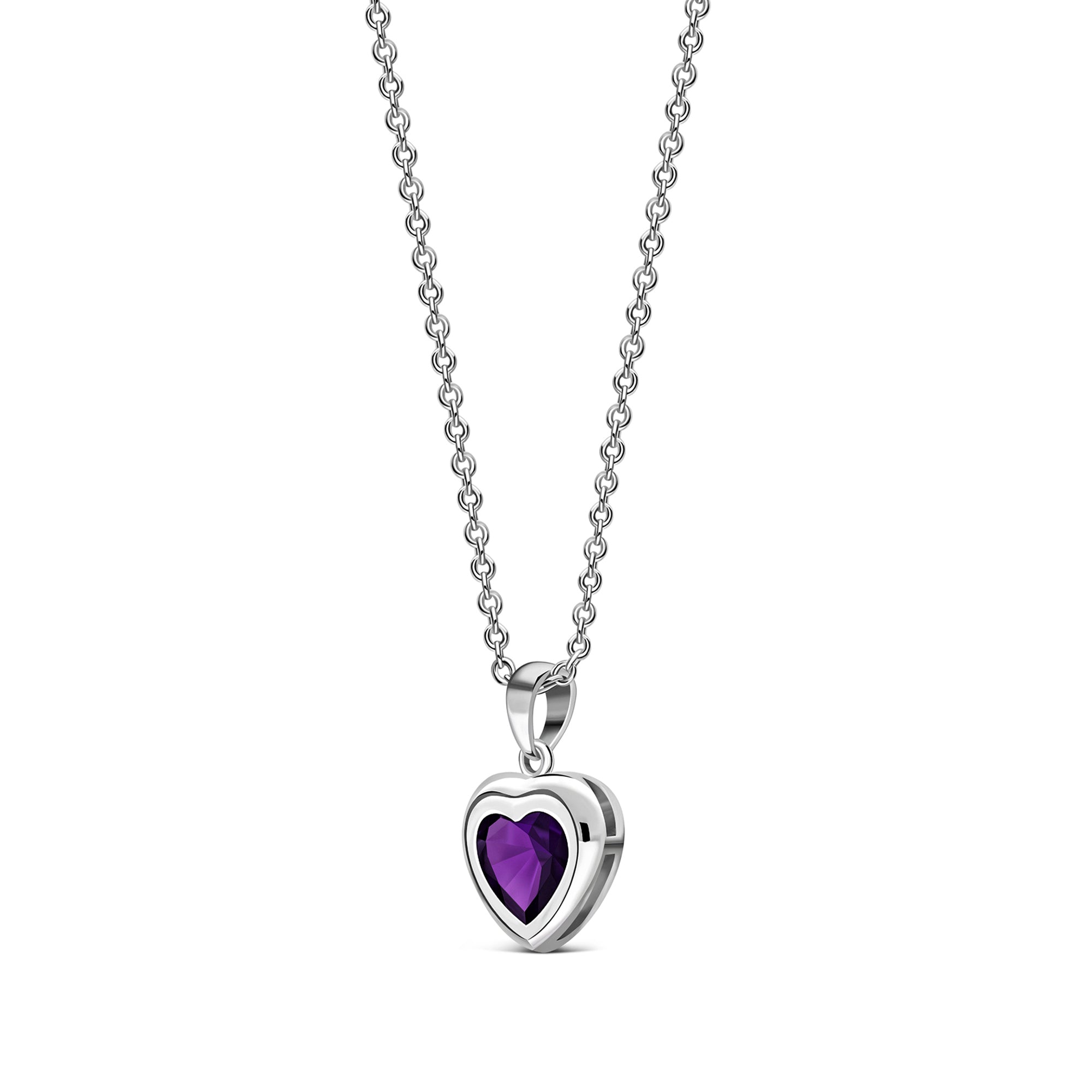 Sterling Silver Amethyst Framed Heart Pendant