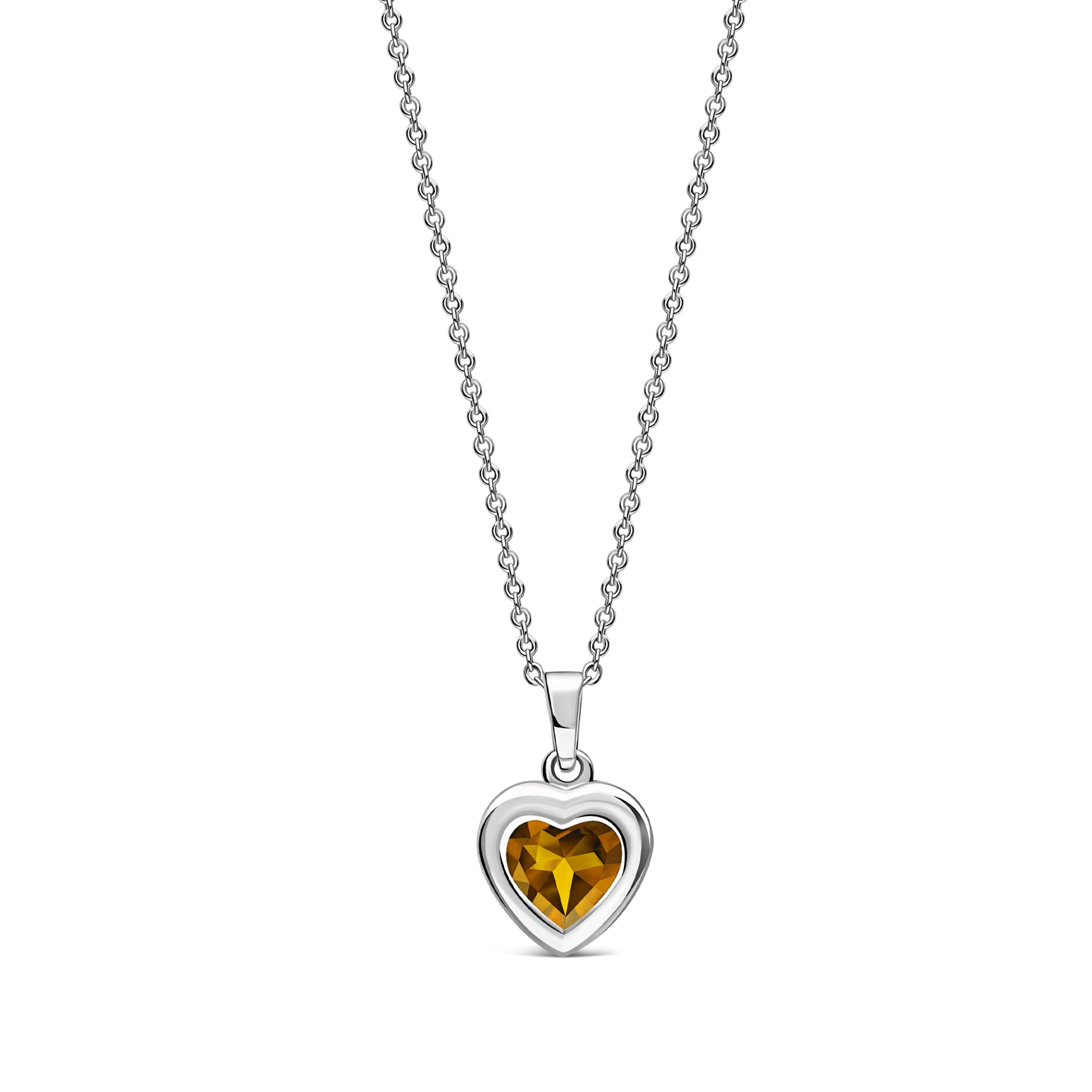 Sterling Silver Citrine Framed Heart Pendant