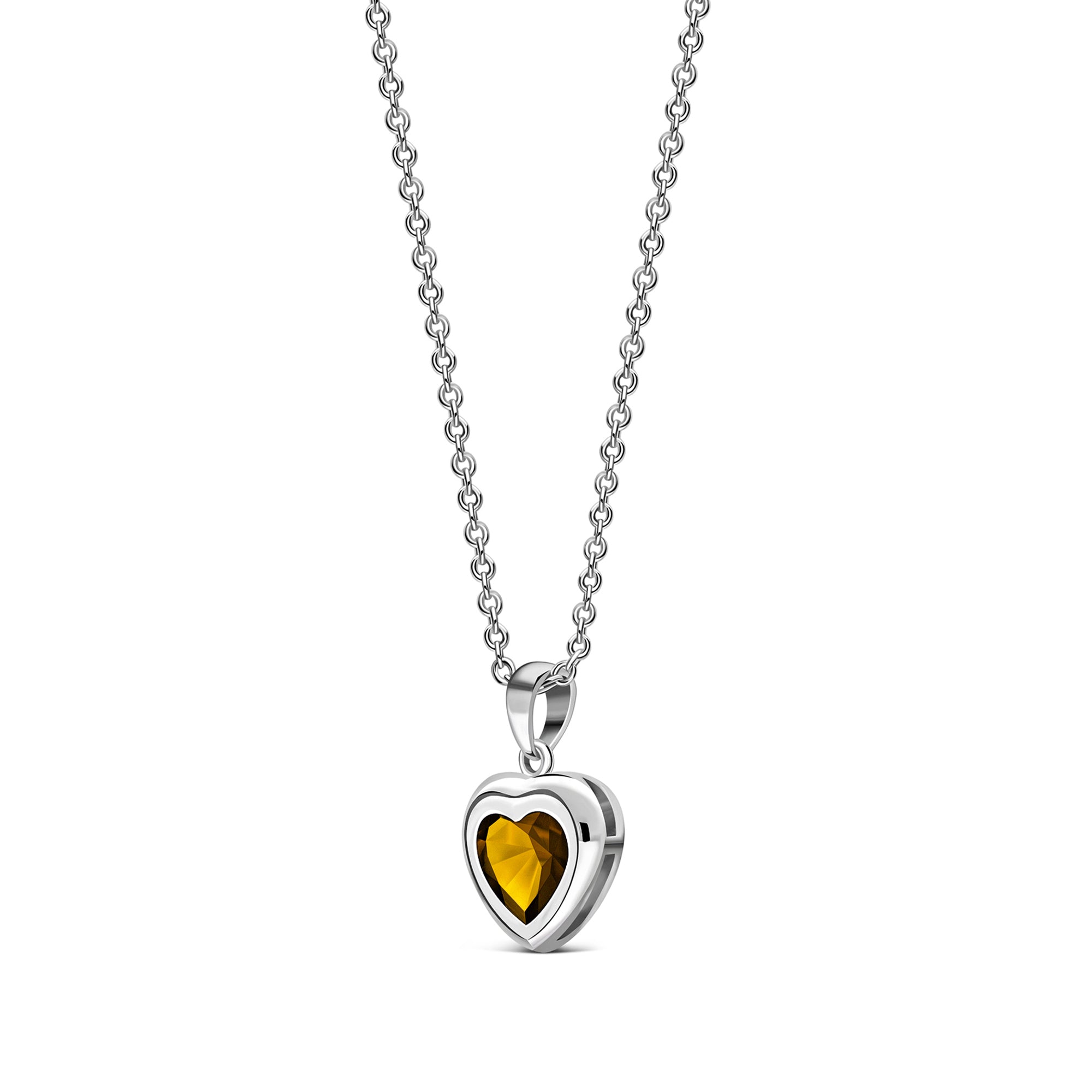 Sterling Silver Citrine Framed Heart Pendant