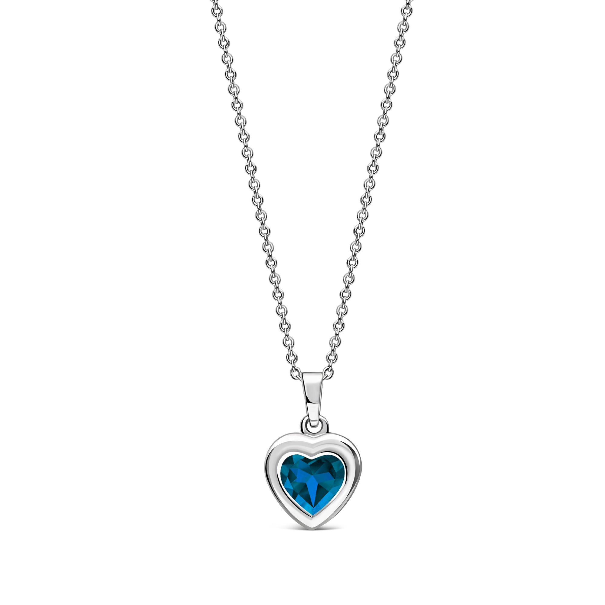 Sterling Silver London Blue Topaz Framed Heart Pendant