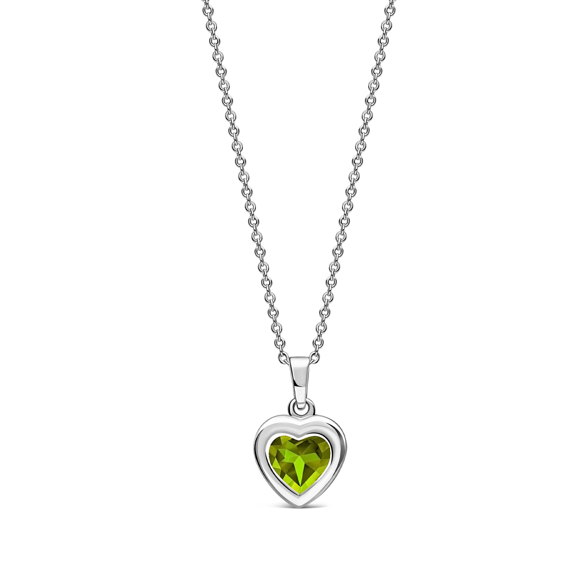 Sterling Silver Peridot Framed Heart Pendant