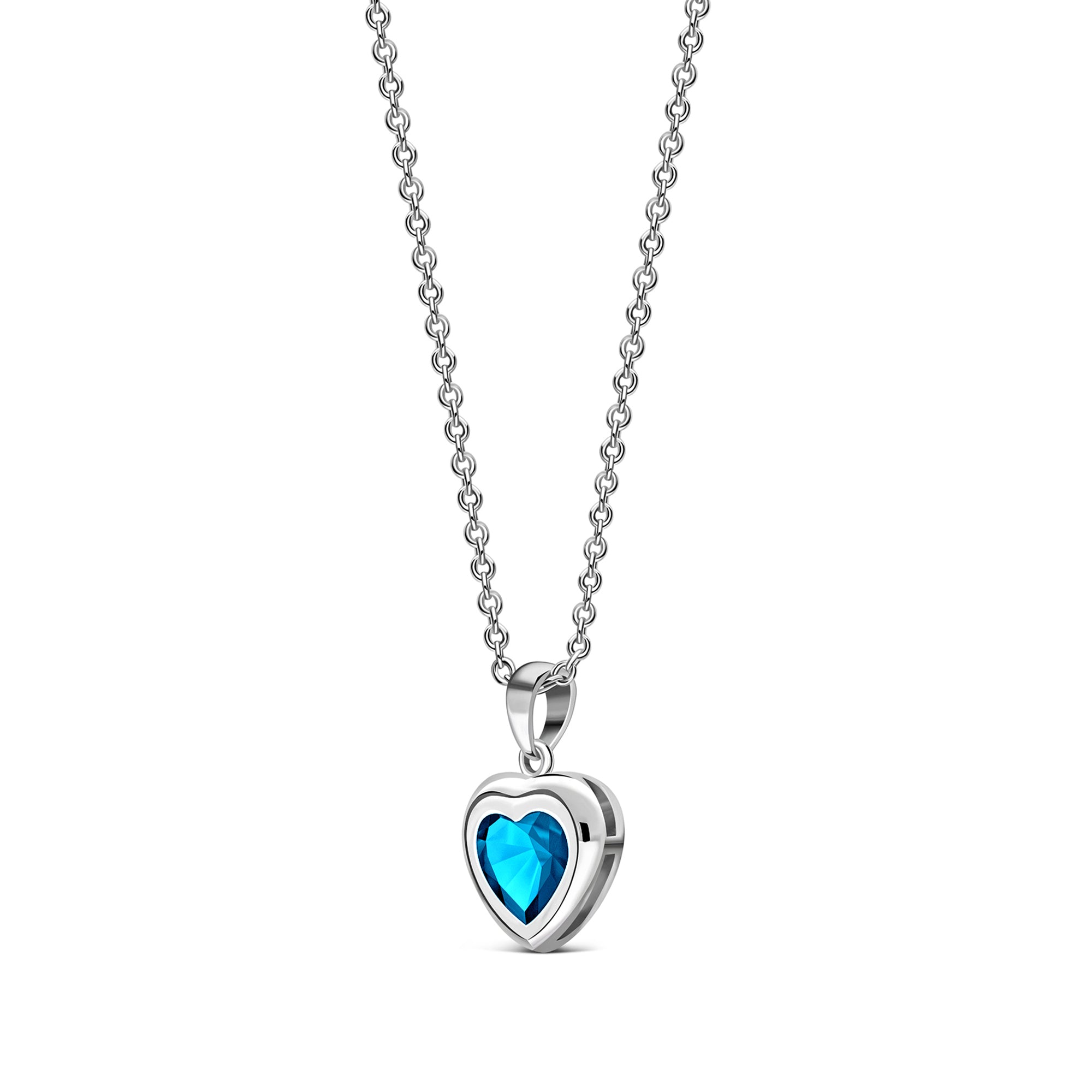 Sterling Silver Swiss Blue Topaz Framed Heart Pendant