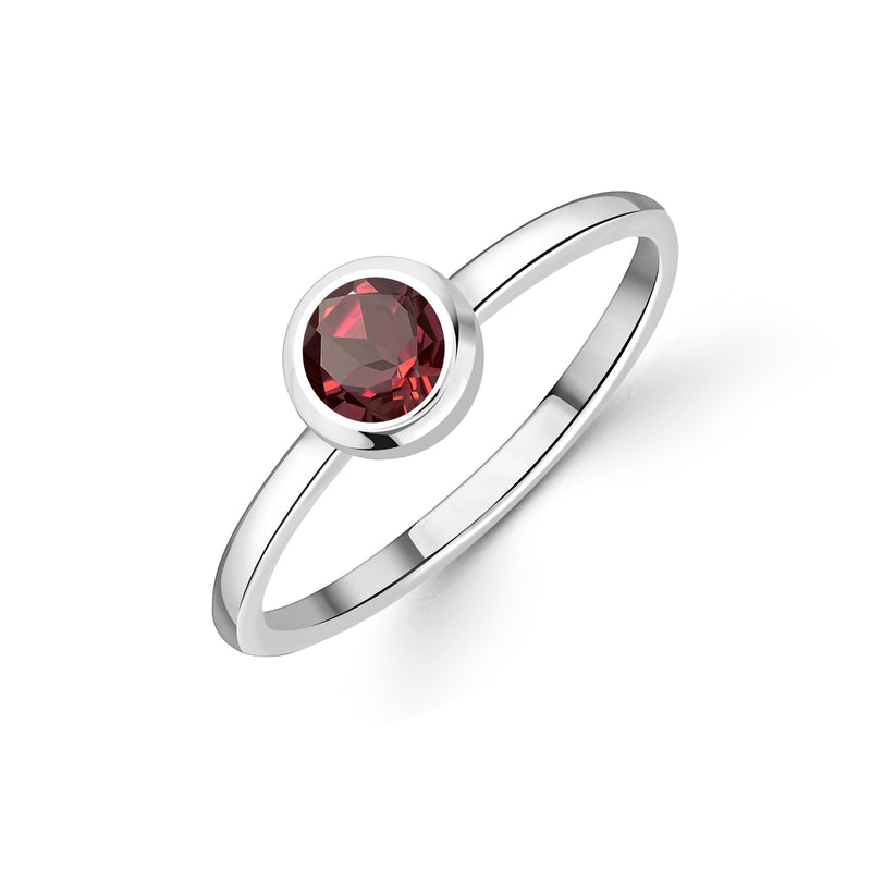 Sterling Silver Garnet 5mm Round Ring