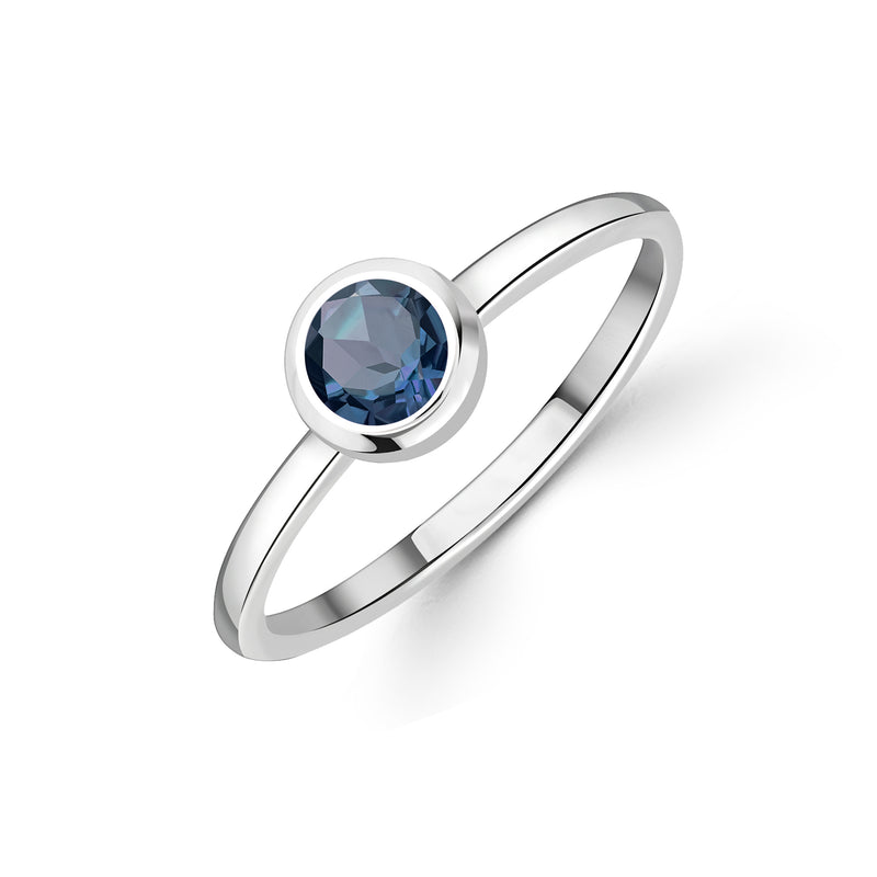 Sterling Silver London Blue Topaz 5mm Round Ring