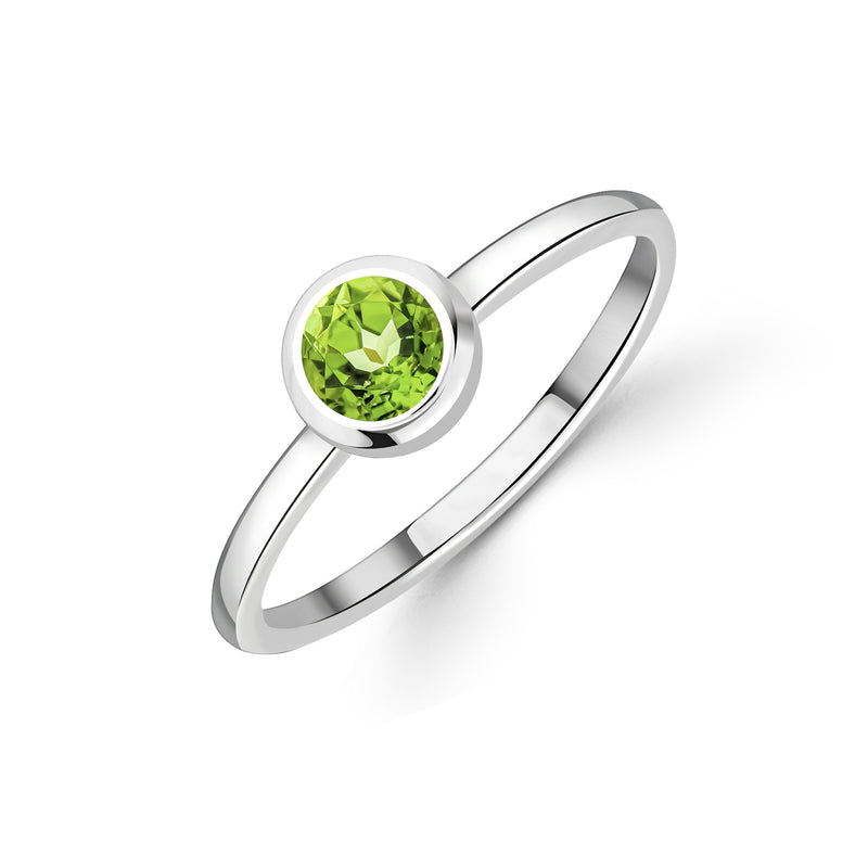 Sterling Silver Peridot 5mm Round Ring