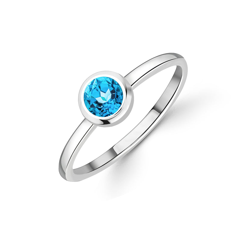 Sterling Silver Swiss Blue Topaz 5mm Round Ring